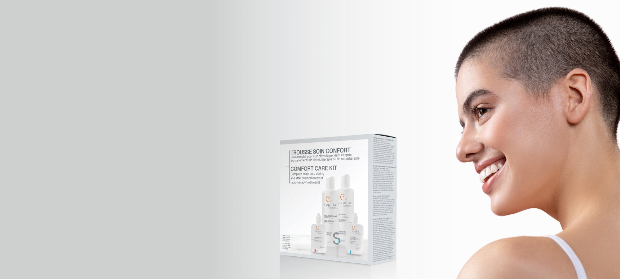 Comfort care kit for scalp during chemotherapy by Capilia Trichology