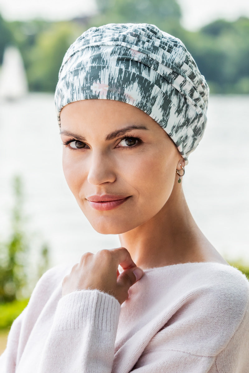 Bamboo Headwear for scalp protection during chemotherapy treatment Style 910 with prints
