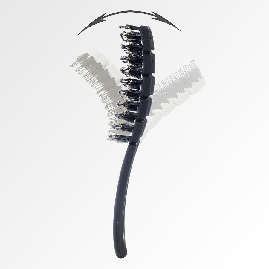 The Flex Brush Petite in black Flexible to meet the contours of your head