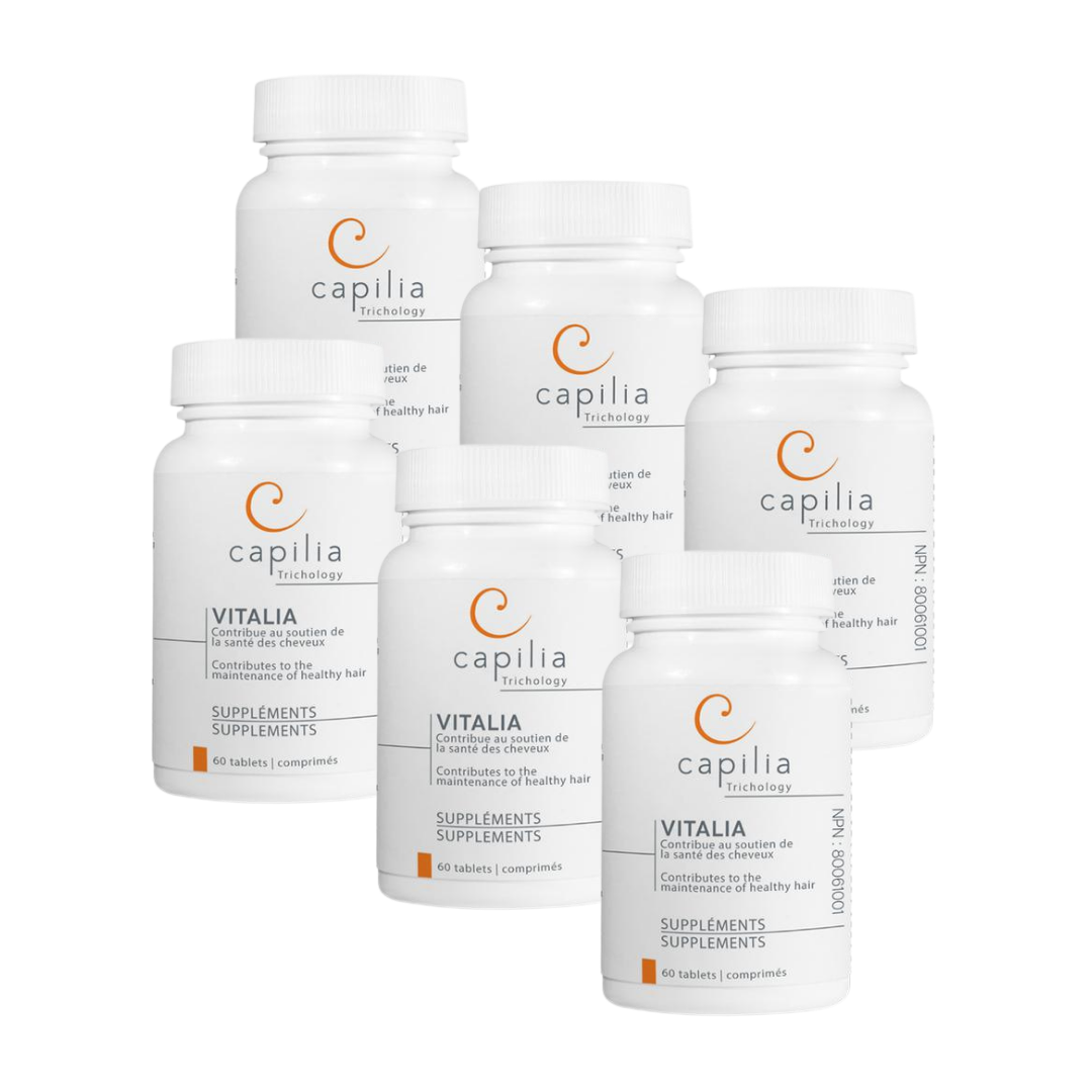 Bundle of 6 bottles Vitalia hair supplement by Capilia Trichology