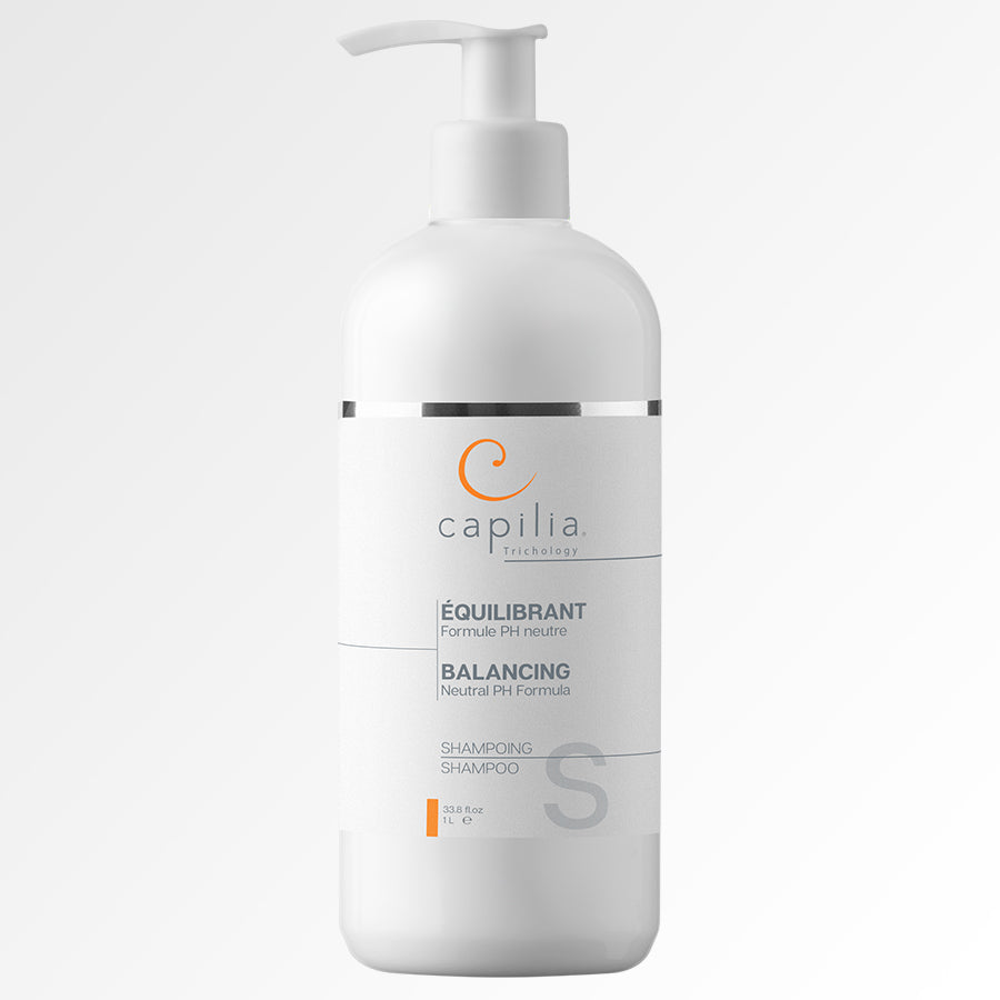 Capilia Trichology Balancing Shampoo Large Format | Shampoing Équilibrant Grand format. Hypoallergenic neutral PH Formula for all types of hair | Formule PH neutre pour tous les types de cheveux.