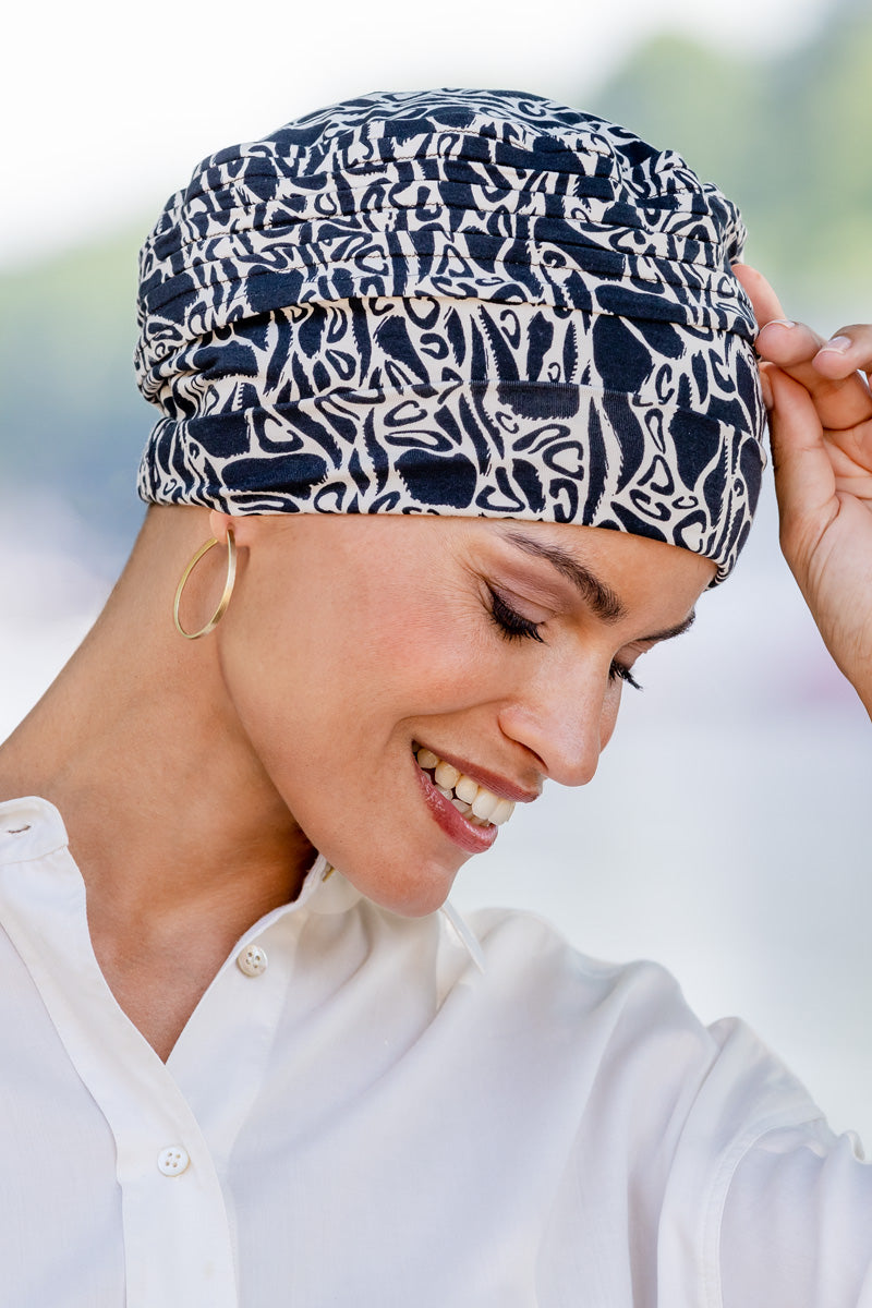 Bamboo Headwear for scalp during chemotherapy treatment Style 910 with prints