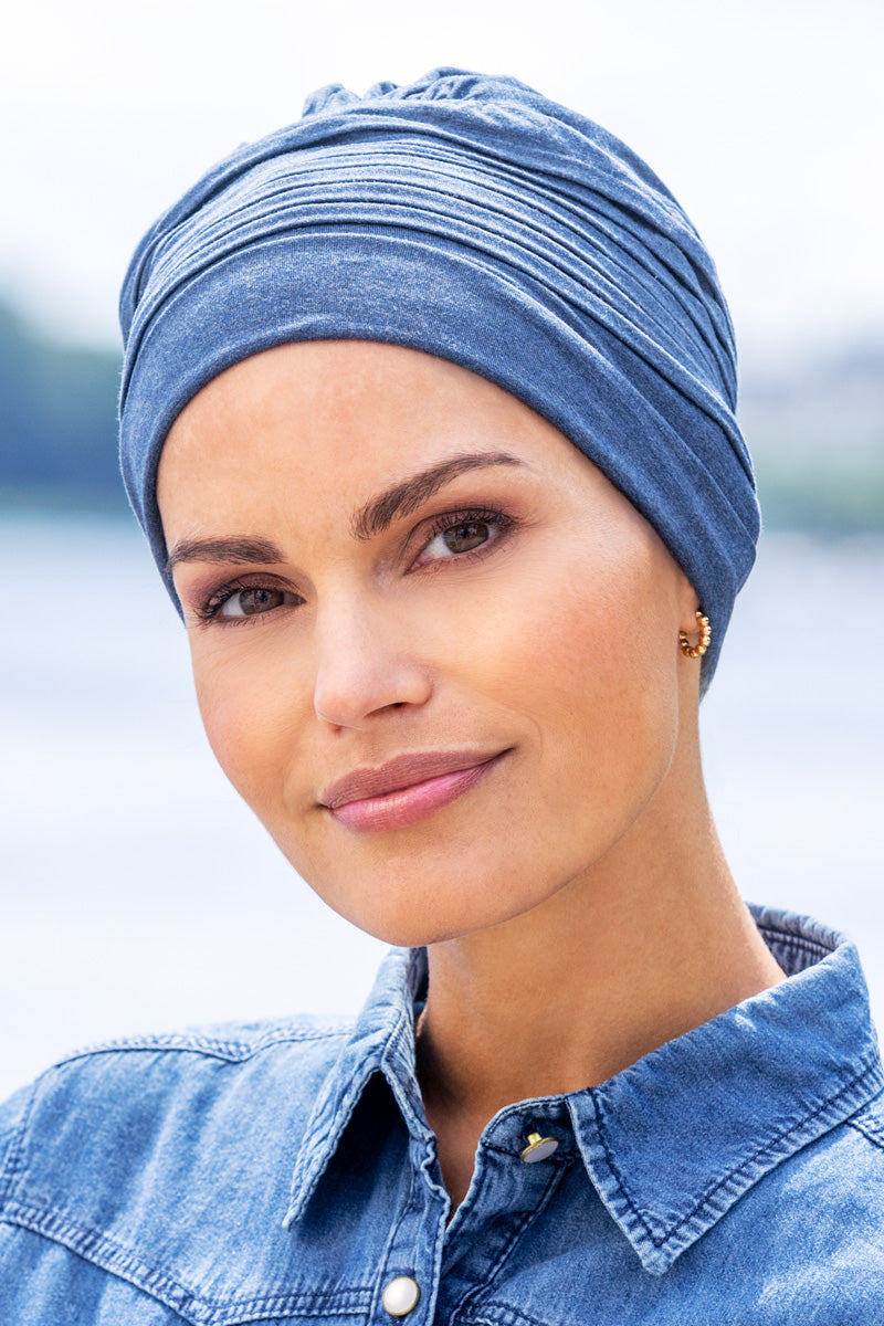 Headwear for scalp during chemotherapy treatment Style 912 blue