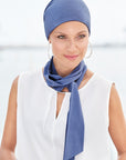 Bamboo Headwear for scalp protection during chemotherapy treatment Style 920 blue