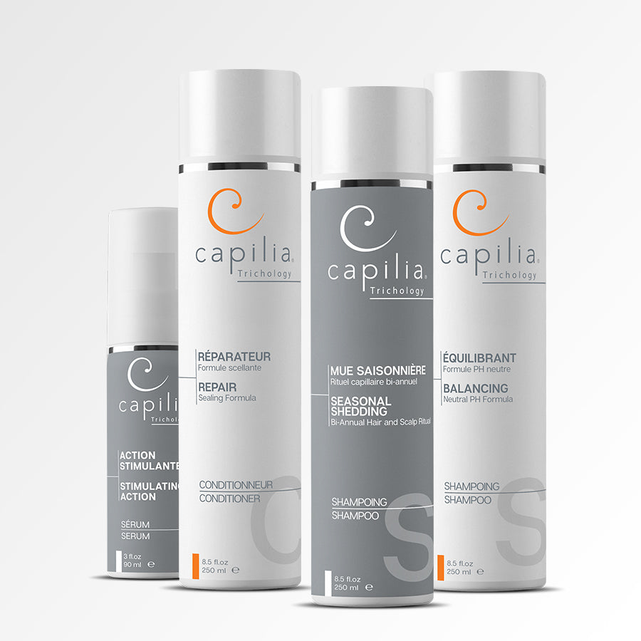 Seasonal Shedding capilia Trichology products kit for hair loss during fall and spring